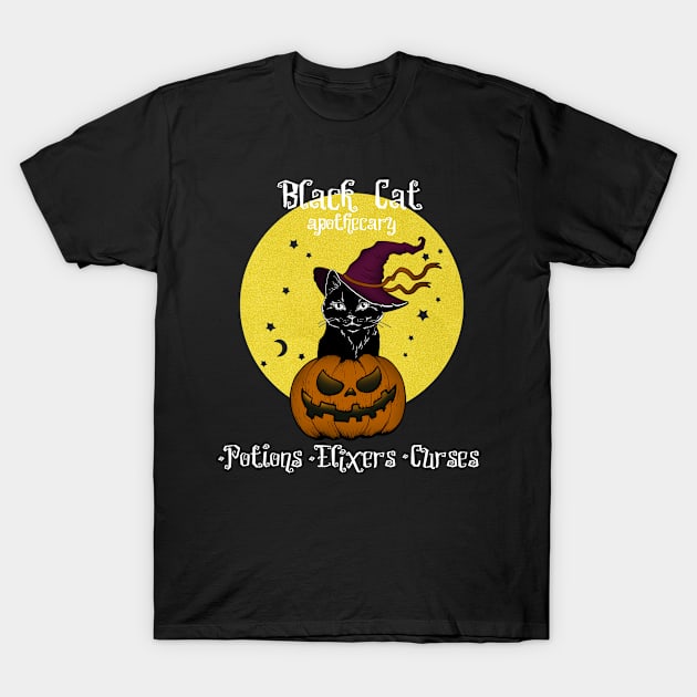 Black Cat Apothecary - Celebrating Halloween - Halloween Faboolous T-Shirt by LOSV